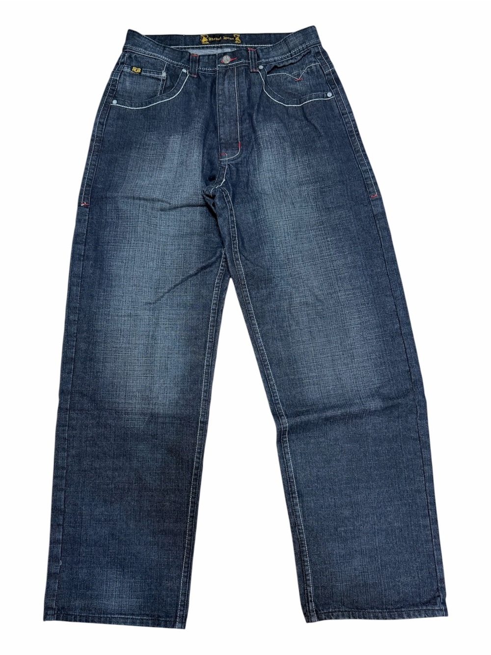 Royal Blue 34x34 Dark Wash Baggy Straight Leg Y2K Hip Hop Denim Jeans
